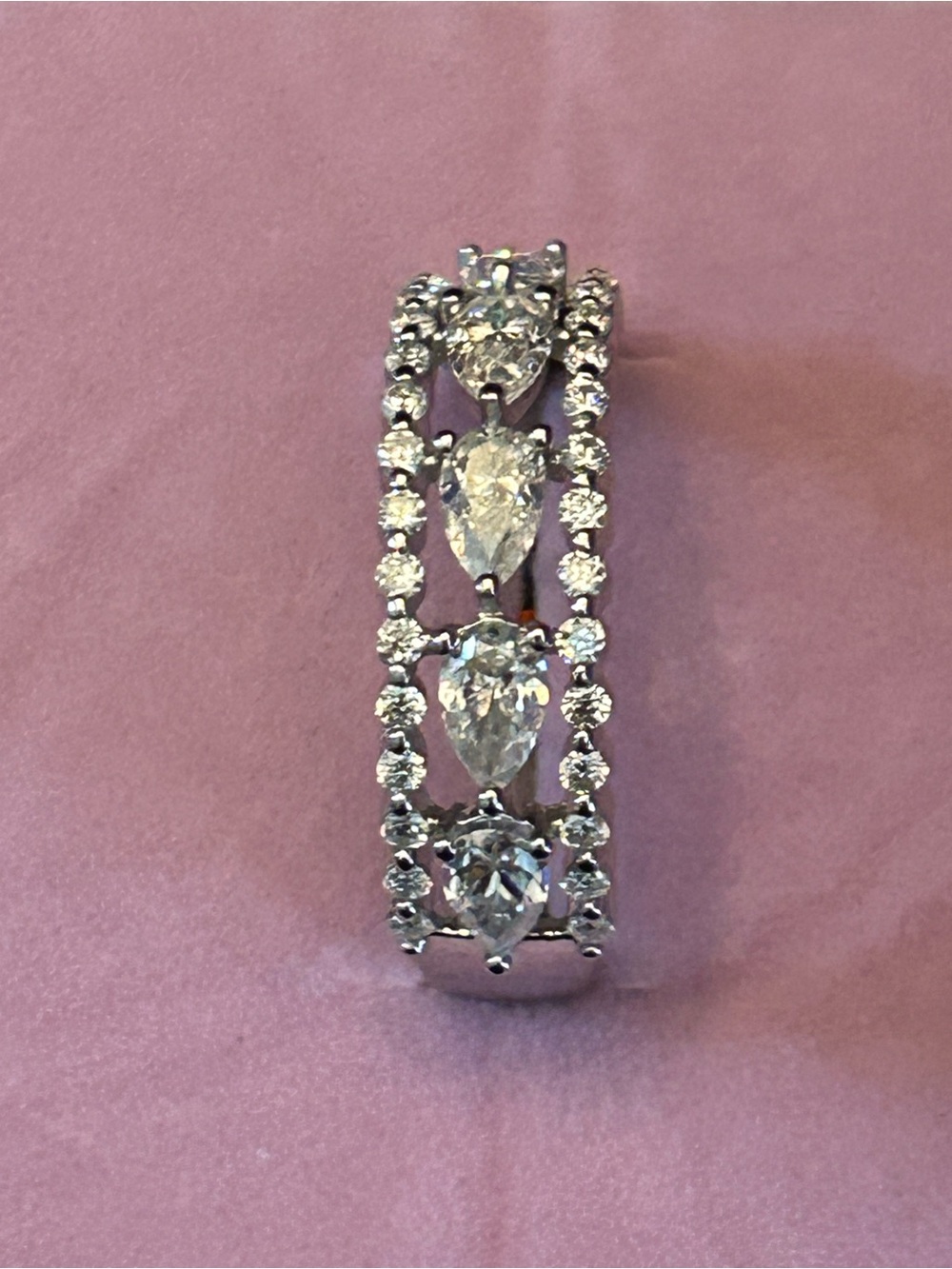 2.00CTW Round & Pear Shaped Moissanite 925 Sterling Silver Eternity Band Ring 💍 - Picture 2 of 13